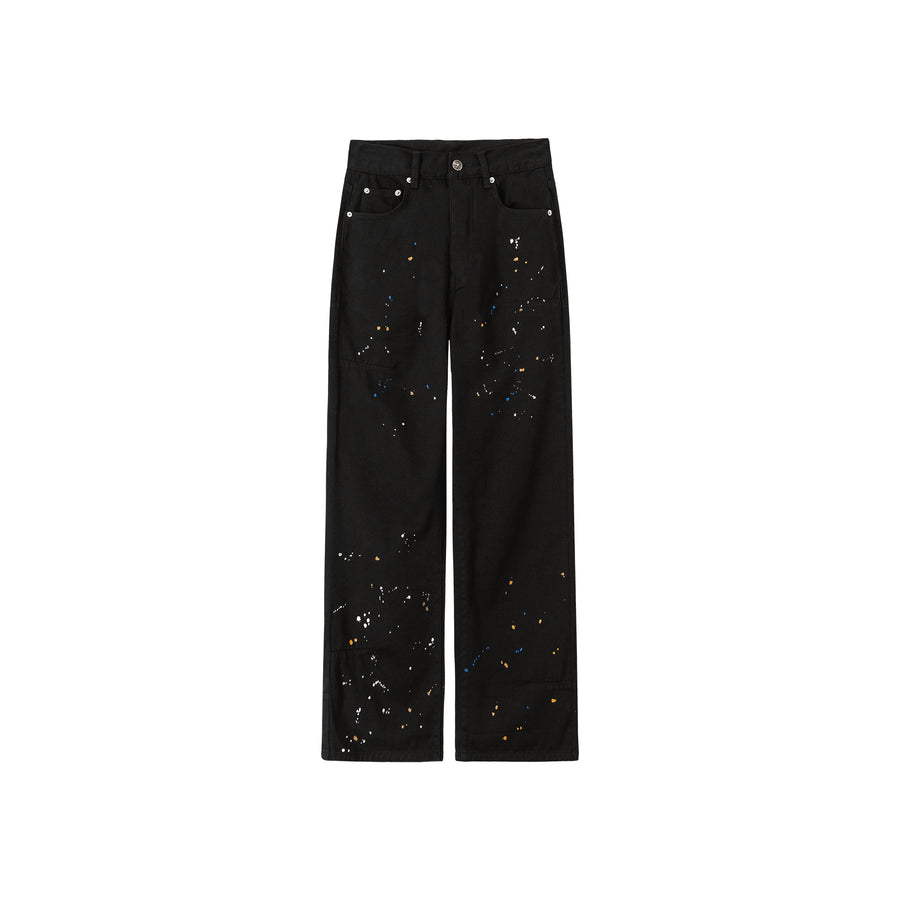 CHUU Paint Splatter Cotton Straight Pants