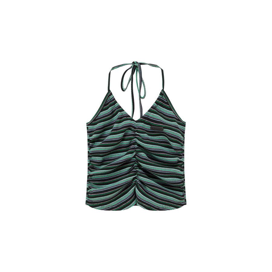 CHUU Striped Shirring Sleeveless Top