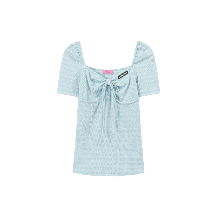 CHUU Halter Neck Striped Short Sleeve Top