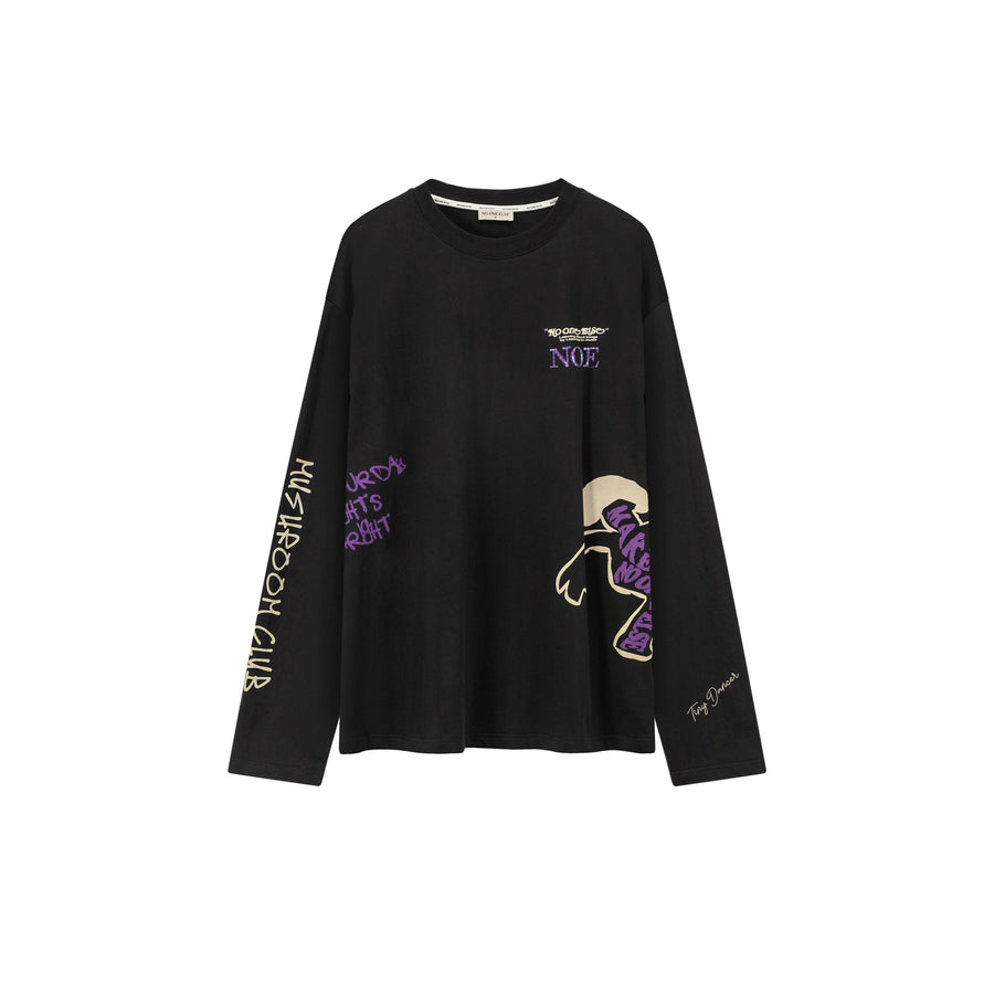 CHUU Mushroom Club Lettering Long Sleeve T-Shirt