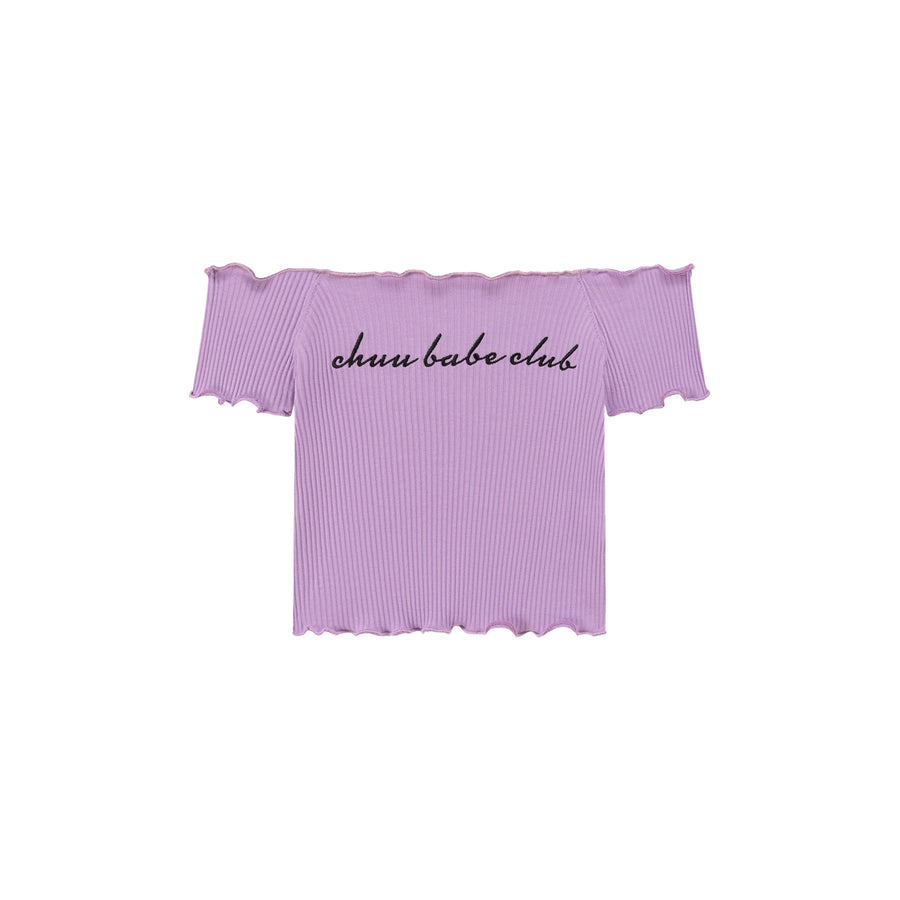 CHUU Chuu Babe Club Ruffled Off-The-Shoulder T-Shirt