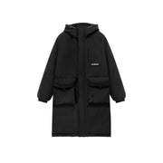 Hooded Logo Pocket Long Padded Coat