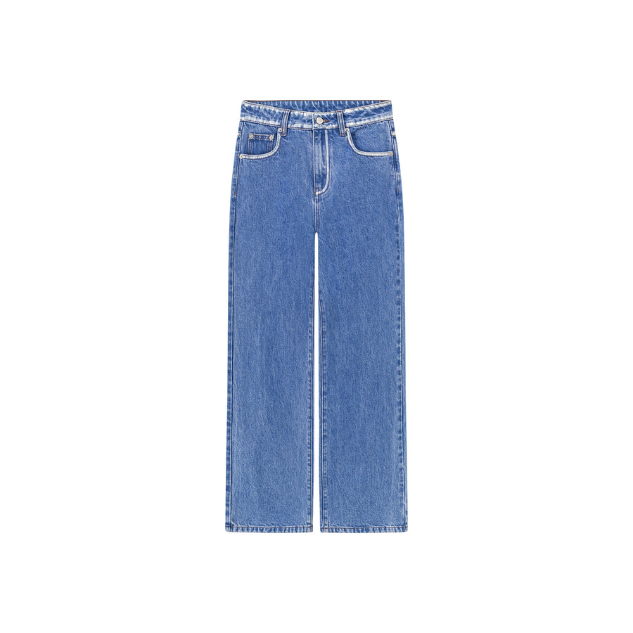 CHUU Casual Washed Wide Denim Jeans