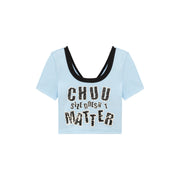 Chuu Size Doesnt Matter U-Neck Cropped T-Shirt