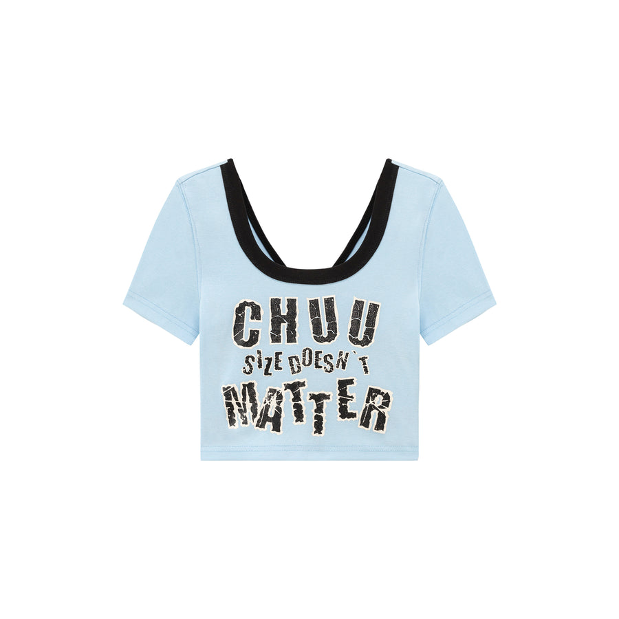 CHUU Chuu Size Doesnt Matter U-Neck Cropped T-Shirt