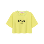 Chuu Lettering Logo Loose-Fitting Cropped Short Sleeve T-Shirt