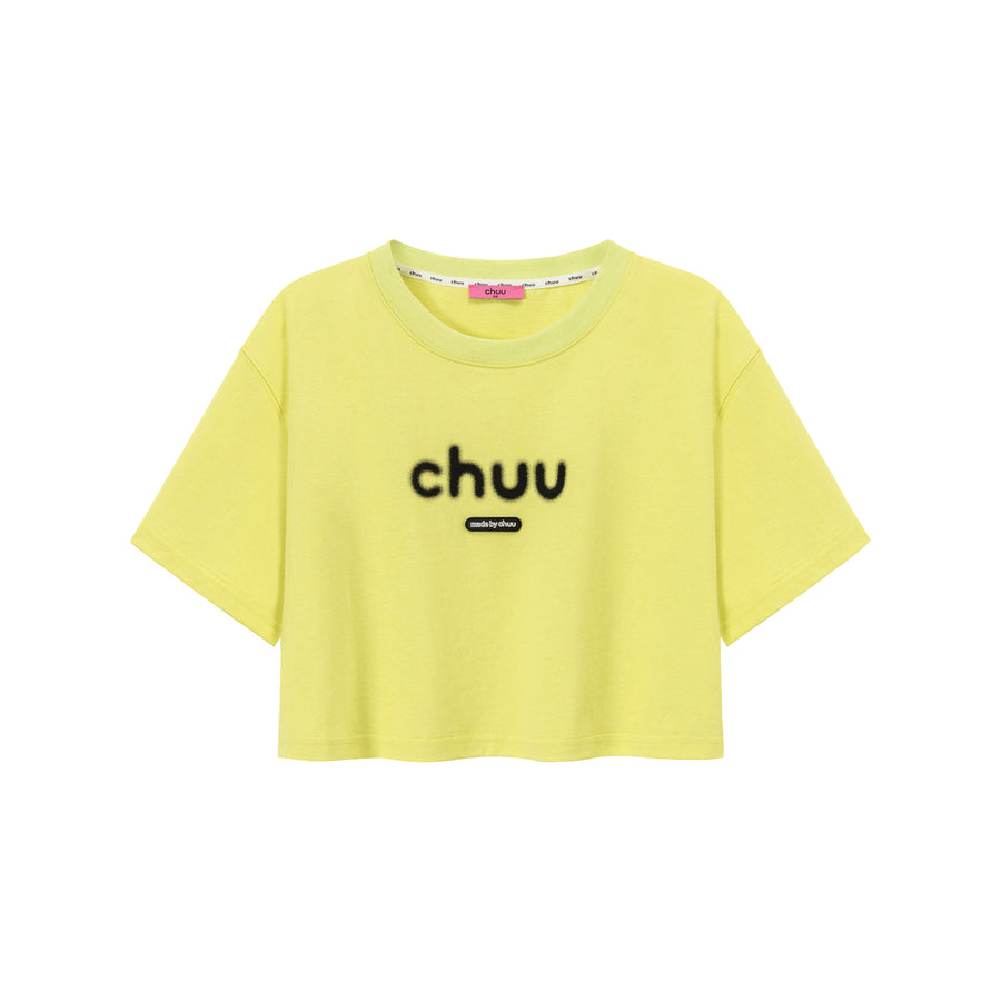 CHUU Chuu Lettering Logo Loose-Fitting Cropped Short Sleeve T-Shirt