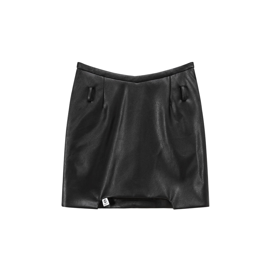 CHUU Simple Leather Mini Skirt