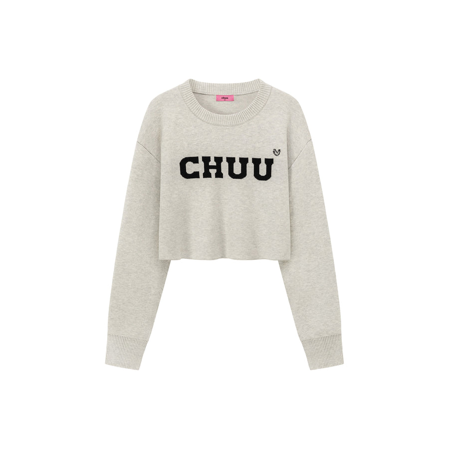 CHUU Simple Logo Crop Knit Top