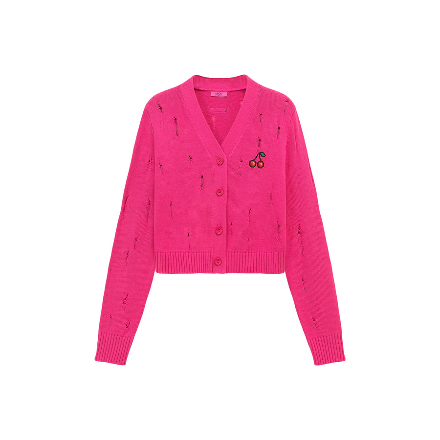 CHUU Cherry Crop Cardigan