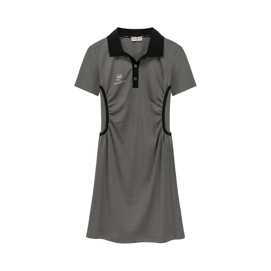 CHUU Polo Collar Short Sleeve A-Line Dress