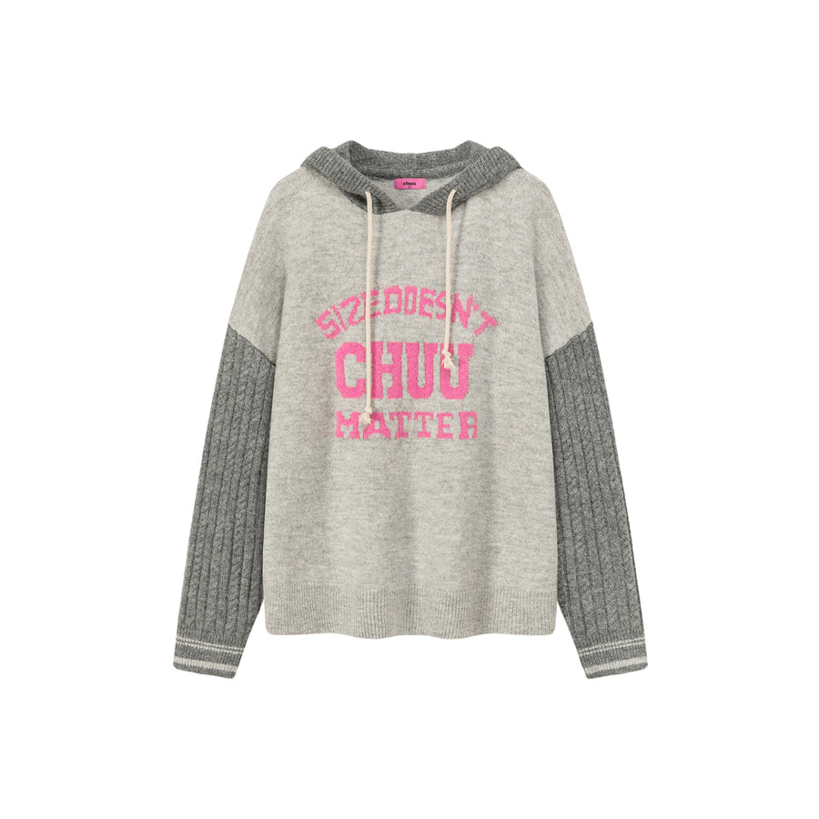 CHUU Color Combination Hood Knit Sweater