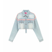 Pop Of Color Cropped Denim Jacket