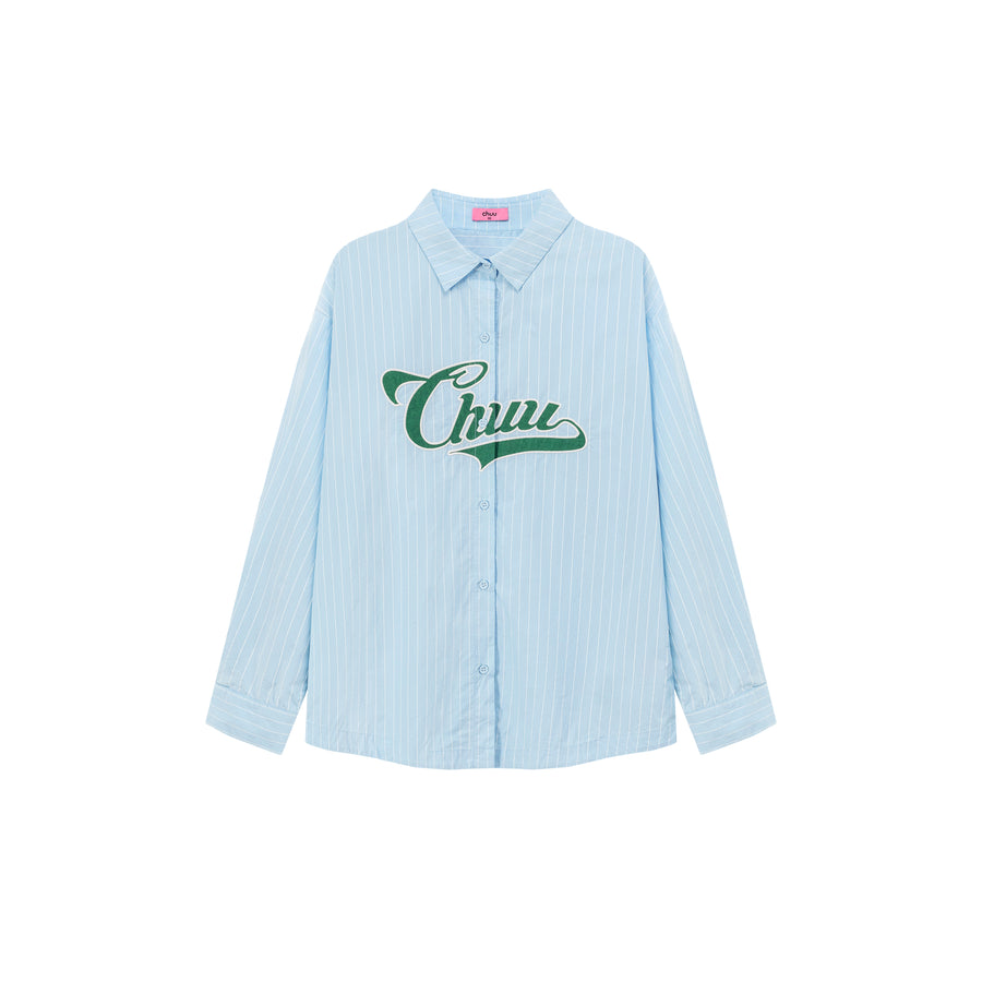 CHUU Logo Stripe Loose Fit Shirt