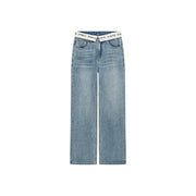 Folded Basic Washed Wide Denim Jeans