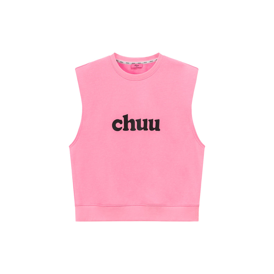 CHUU Logo Shoulder Pad Boxy Sleeveless Top