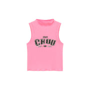 Size Doesnt Matter High Neck Logo Sleeveless Top