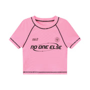 Noe Lettering Vintage Stitched Crop Short Sleeve T-Shirt