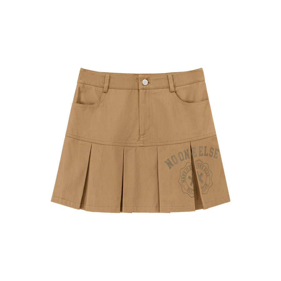 CHUU Logo Mini Pleated Skirt