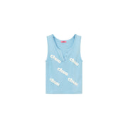 Logo Color Lettering Button Sleeveless Top