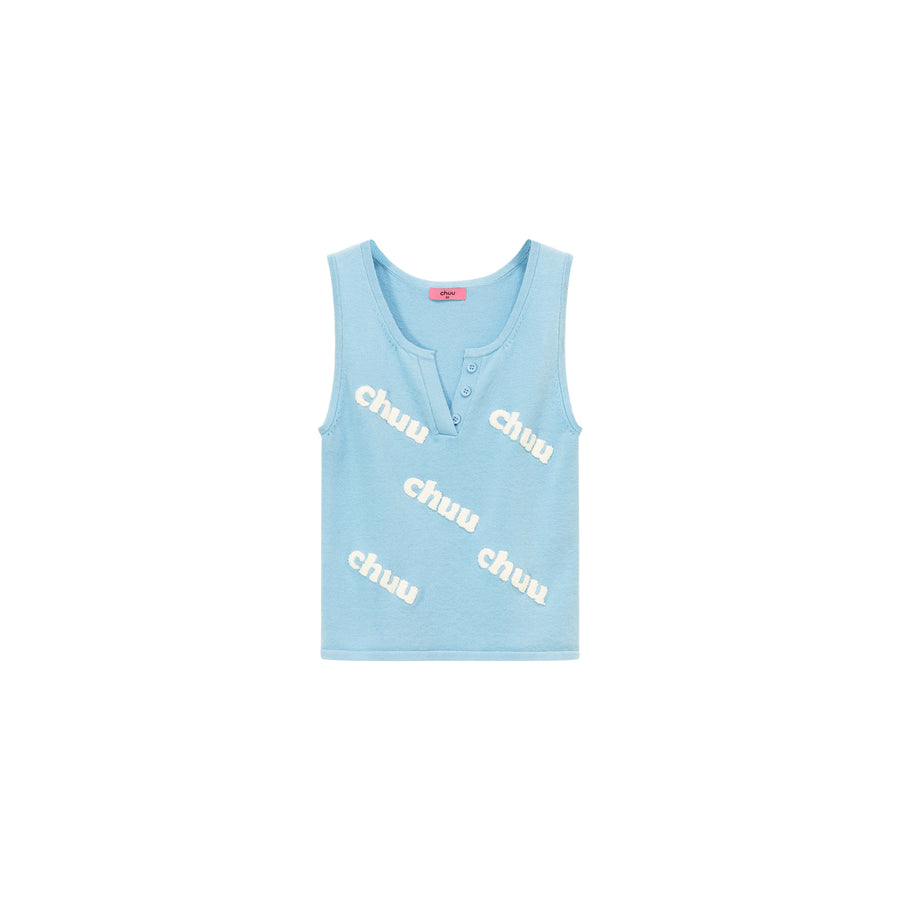 CHUU Logo Color Lettering Button Sleeveless Top