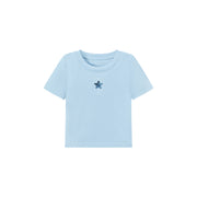 Basic Star Cut Out Short Sleeve Cropped T-Shirt