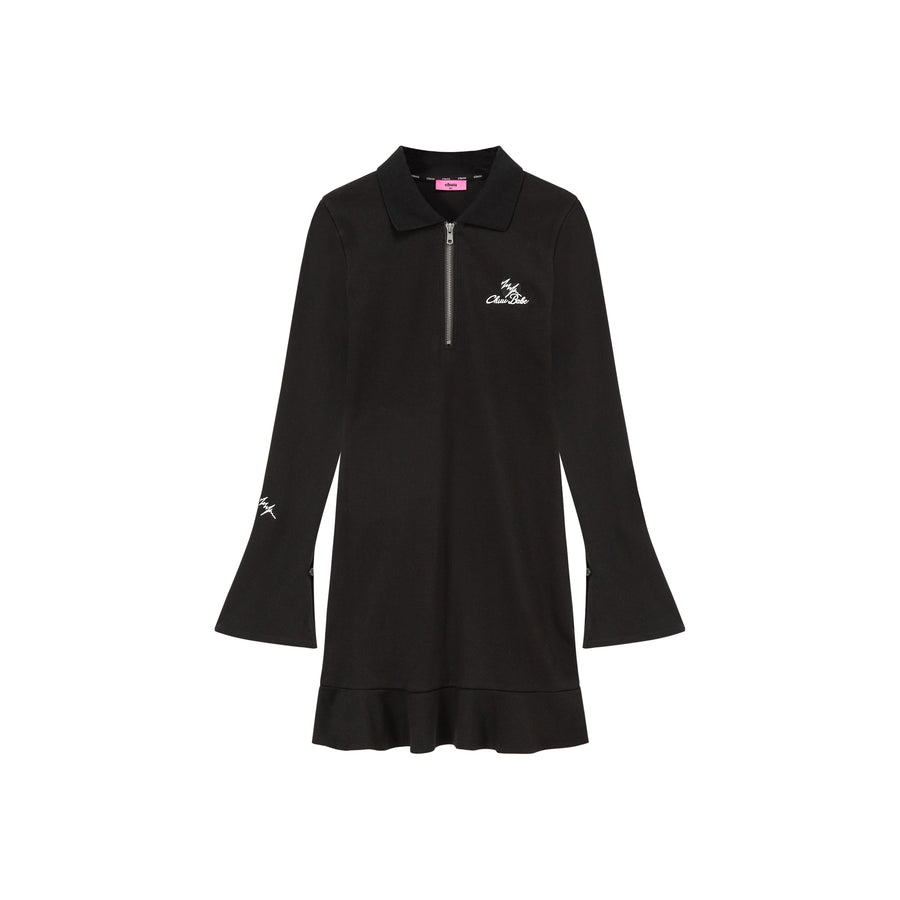 CHUU Polo Neck Embroidered Dress
