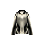 High Neck Half Zip Stripe Sweater