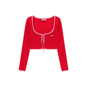 Little Cherry Embroidered Ribbon Tie Cardigan