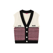 Multi Color Stripe Sleeveless Knit Vest