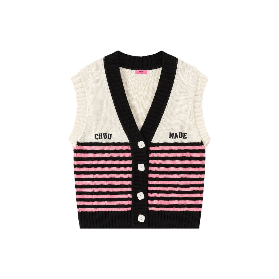 CHUU Multi Color Stripe Sleeveless Knit Vest