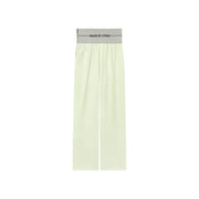 Contrast Letter High Waist Banded Wide Pants