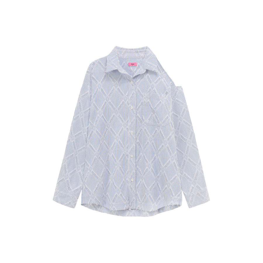 CHUU Argyle Open One Shoulder Shirt