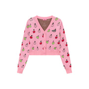 Cherry Hearts Knit Button Cardigan