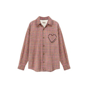 Color Heart Check Loose Fit Shirt