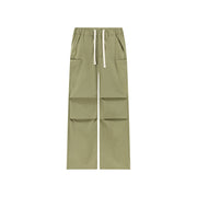 Solid Color Drawstring Casual Cargo Pants