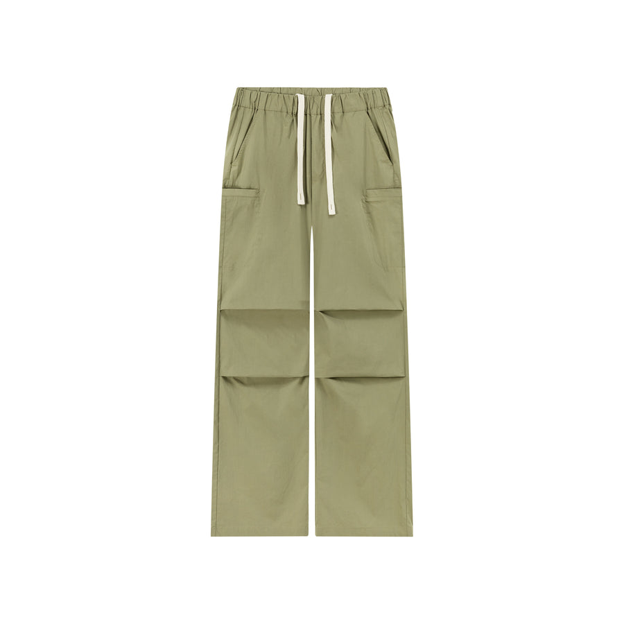 CHUU Solid Color Drawstring Casual Cargo Pants