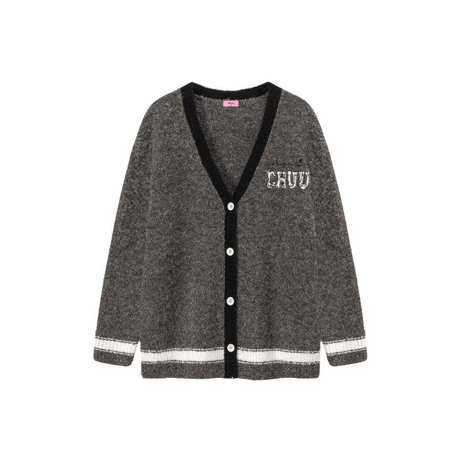 CHUU Line Varsity Knit Cardigan