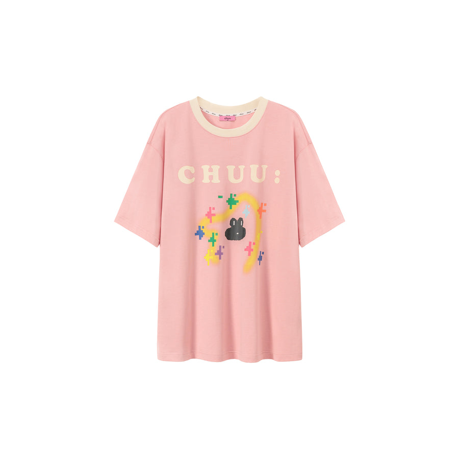 CHUU Pixel Print Loose-Fitting T-Shirt