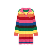 Open Collar Rainbow Knit Dress