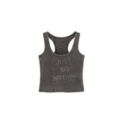 Print Vintage Just Do Nothing Sleeveless Casual Top