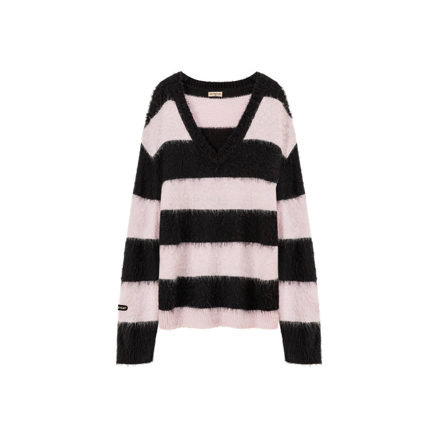 CHUU V-Neck Color Stripe Knit Sweater