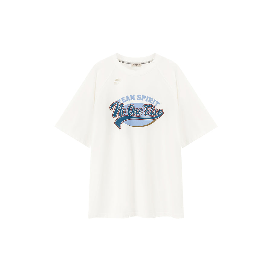 CHUU Ripped Sporty Printed Boxy T-Shirt