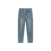 Frayed Line Straight Denim Jeans