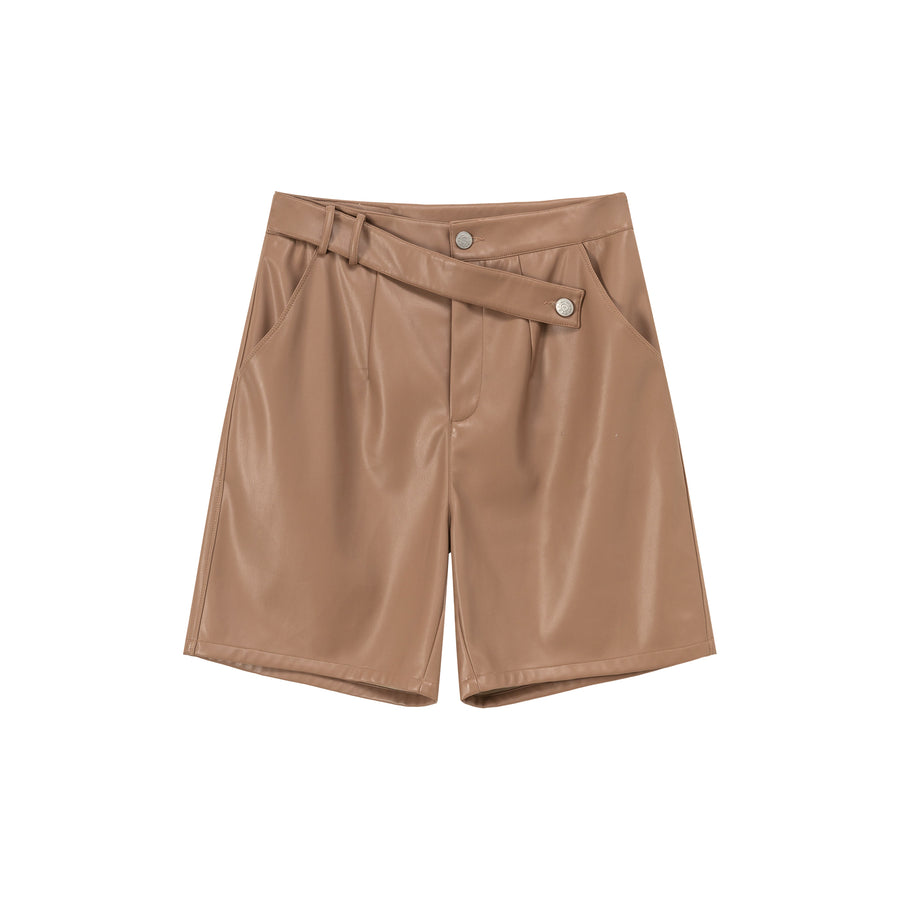 CHUU Pintuck Leather Shorts