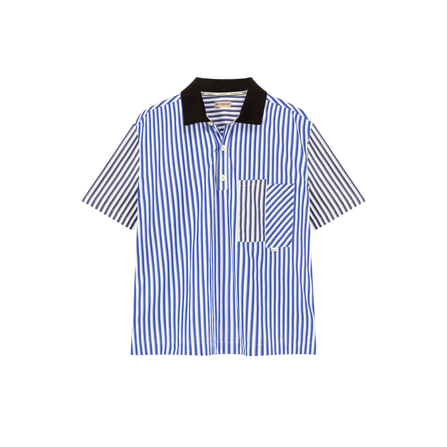 CHUU Daily Two Toned Ribbed Stripe Shirt