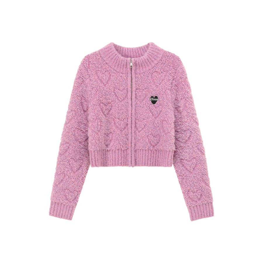 CHUU Heart Zip-Up Cardigan