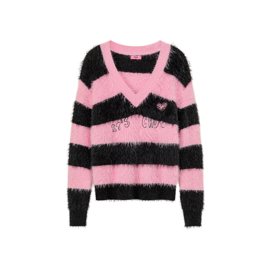 CHUU Striped V-Neck Knit Sweater