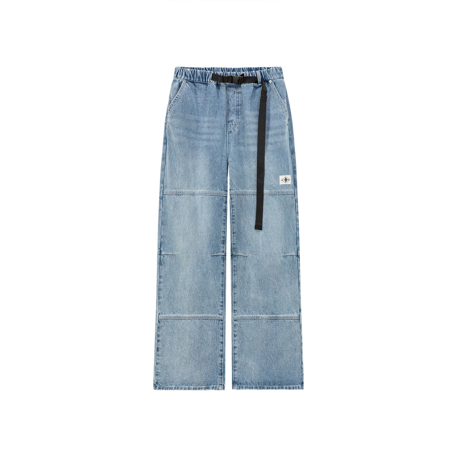 CHUU Elastic Waist Washed Wide Denim Jeans