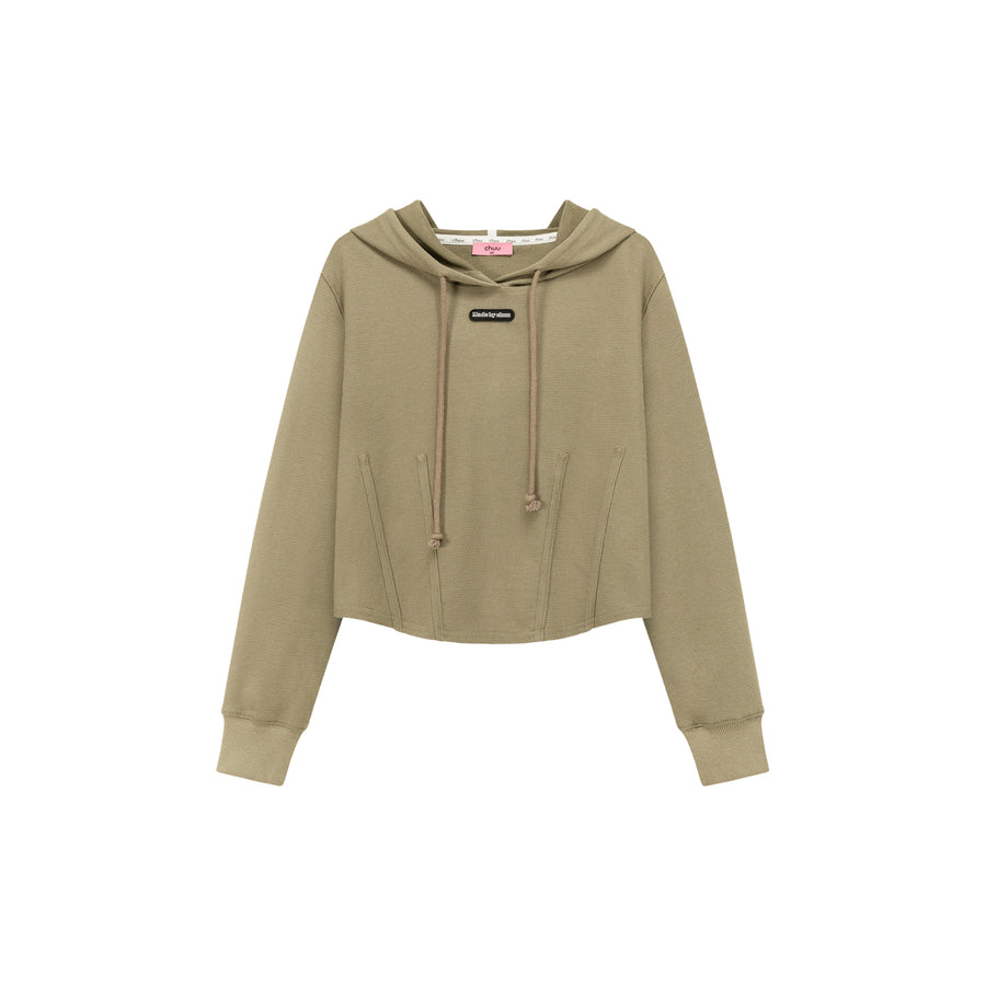 CHUU Basic Crop Drawstring Hoodie